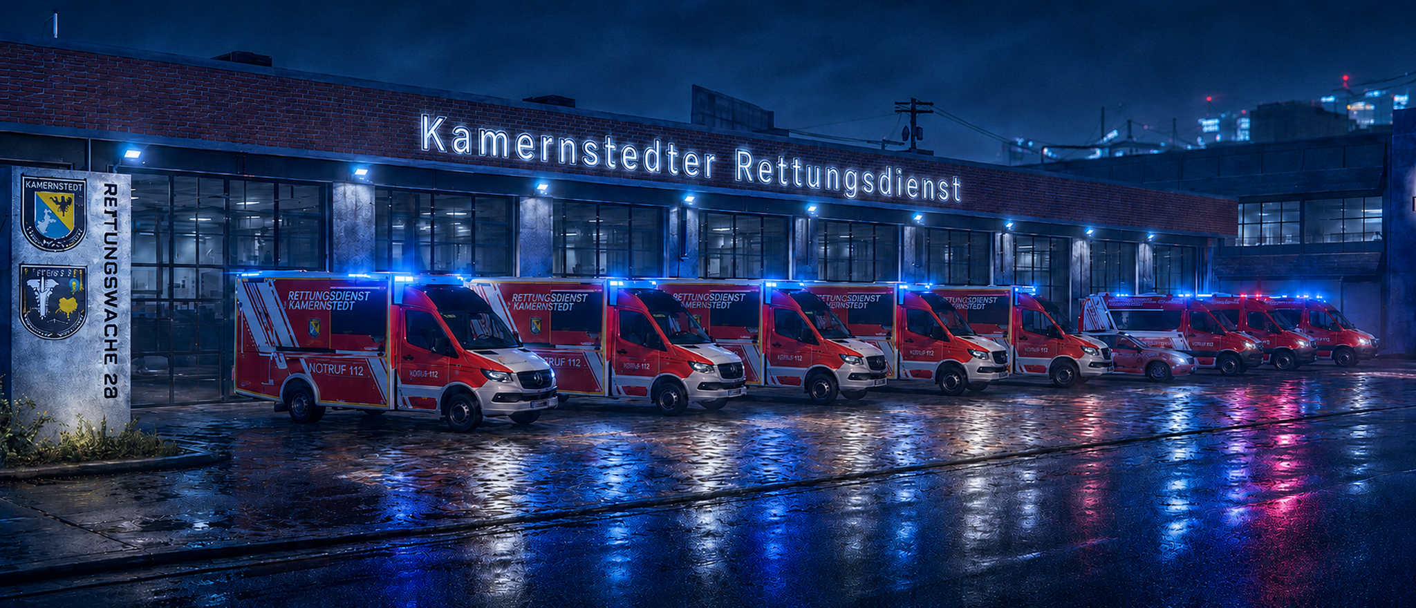 Rettungswache und Fuhrpark des Kamernstedter Rettungsdienstes